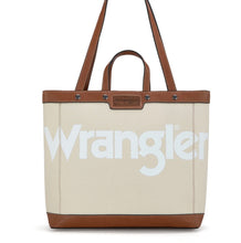 Load image into Gallery viewer, Beige & saddle brown Wrangler logo tote bag