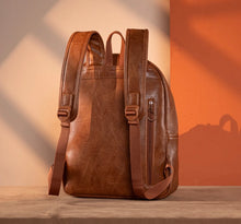 Load image into Gallery viewer, Wrangler Saddle Brown, cream & turquoise knit Aztec backpack