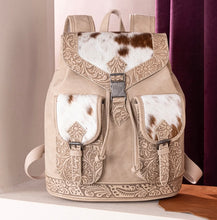 Load image into Gallery viewer, Tan tooled cowhide back by Trinity Ranch
