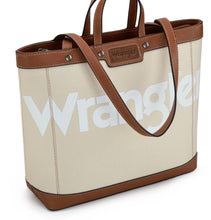 Load image into Gallery viewer, Beige & saddle brown Wrangler logo tote bag