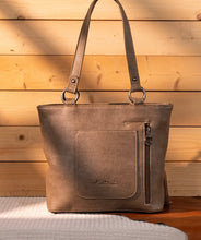 Load image into Gallery viewer, Kahki brown embroidered Aztec fringe purse