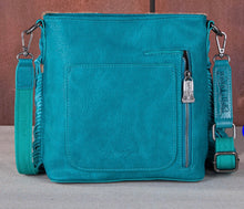 Load image into Gallery viewer, Teal cowhide fringe crossbody Trinity Ranch