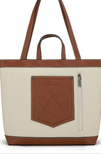 Load image into Gallery viewer, Beige & saddle brown Wrangler logo tote bag