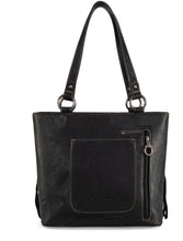 Load image into Gallery viewer, Black embroidered aztec fringe purse