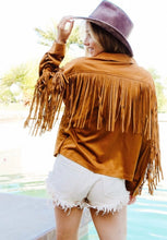 Load image into Gallery viewer, Saddle brown fringe suede western jacket
