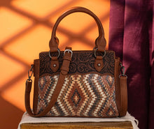 Load image into Gallery viewer, Brown Aztec sequin tooled purse Montana west
