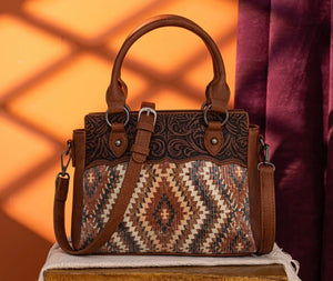 Brown Aztec sequin tooled purse Montana west