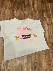 Light grey “Cool Moms Club” beer logo t-shirt