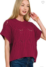 Load image into Gallery viewer, Burgundy sweater knit short sleeve top
