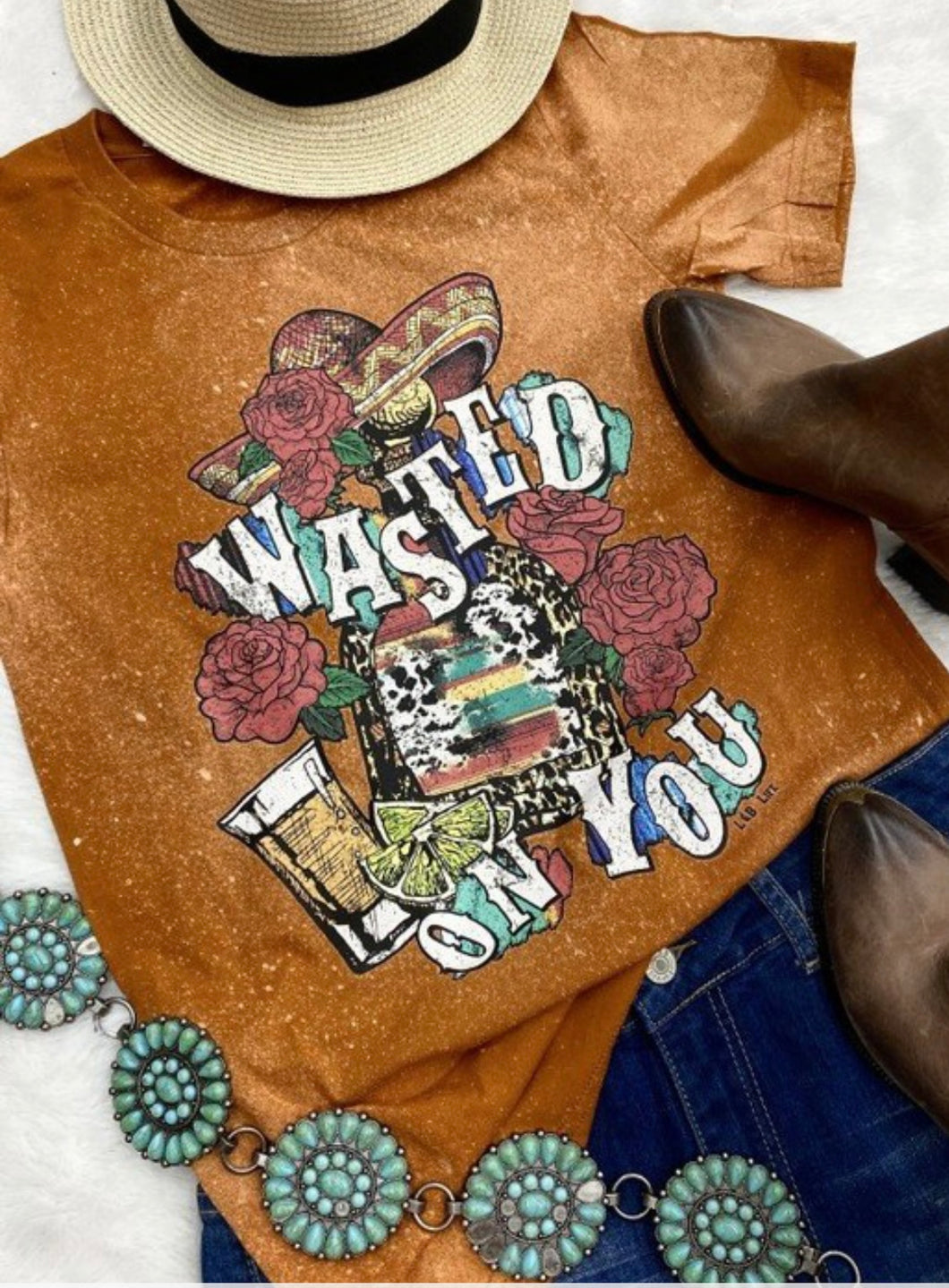 Rust bleach “Wasted on You” t-shirt