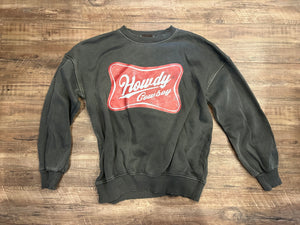 Charcoal acid wash “Howdy Cowboy” crewneck