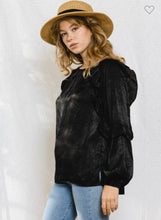 Load image into Gallery viewer, Black satin long sleeve top

