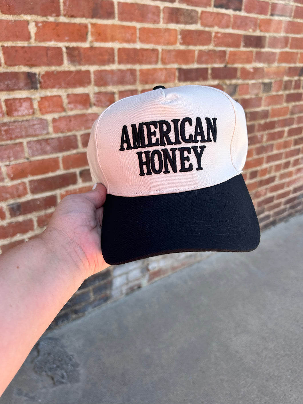 Ivory & Black American Honey embroidered hat