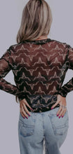 Load image into Gallery viewer, Black &amp; mocha steer head mesh long sleeve top
