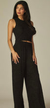 Load image into Gallery viewer, Black with bling accent ribbed 2pc set
