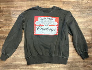 Charcoal acid wash “Wild West Cowboys” Crewneck