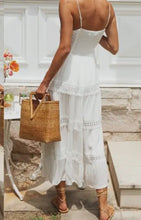 Load image into Gallery viewer, White maxi dress with crotchet accent

