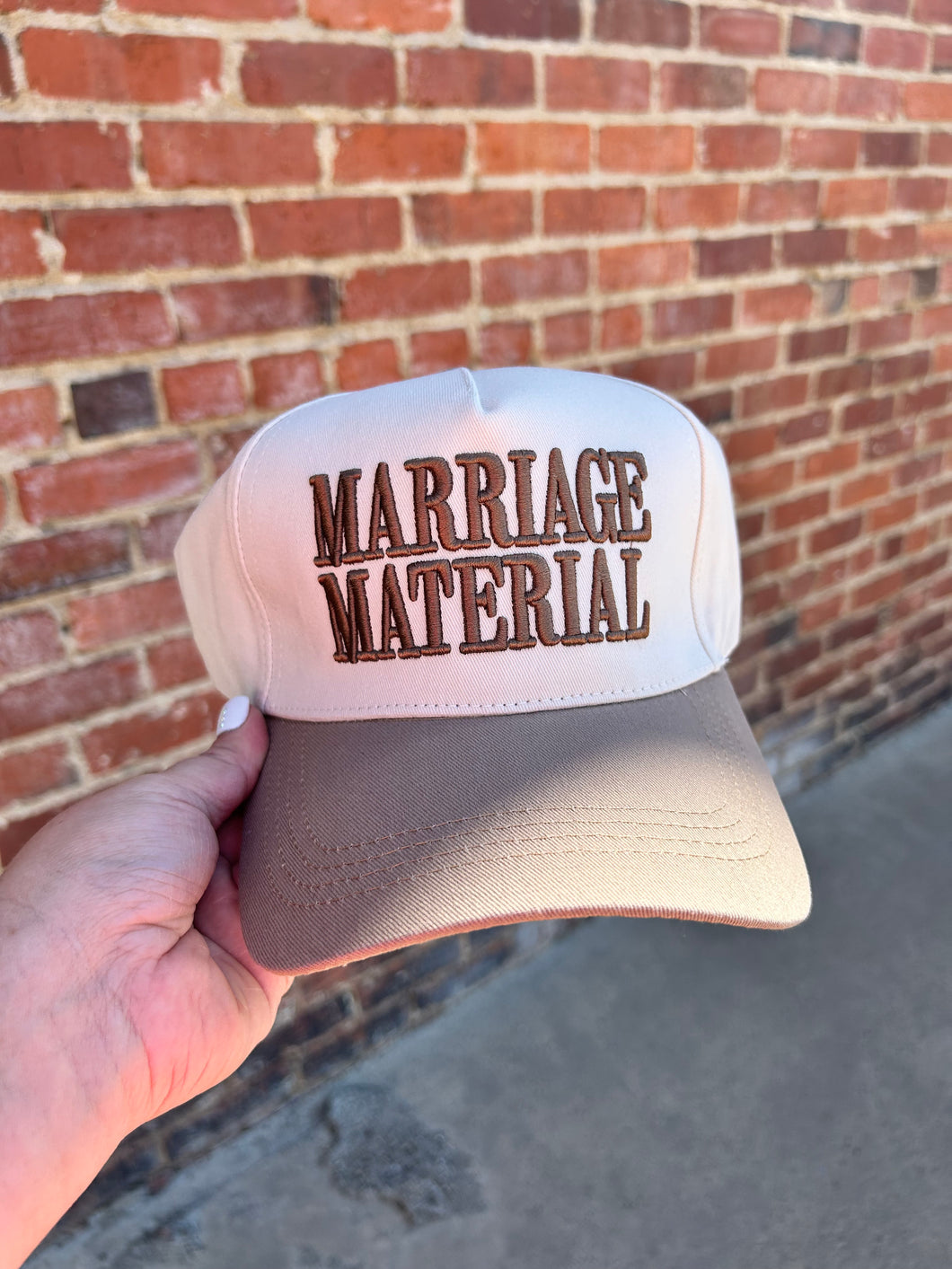 Ivory & Mocha Marriage Material embroidered hat
