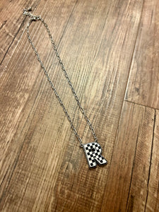 Checkered Initial Necklaces