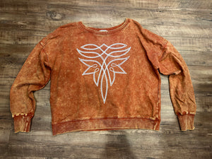 Rust acid wash boot stitch crewneck