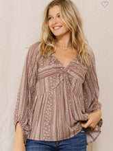 Load image into Gallery viewer, Mocha &amp; cream floral long sleeve top
