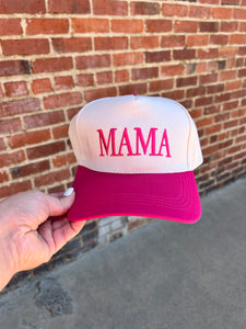 Ivory & Hot Pink Mama embroidered hat