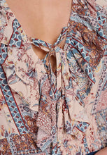 Load image into Gallery viewer, Light pink &amp; denim floral long sleeve top

