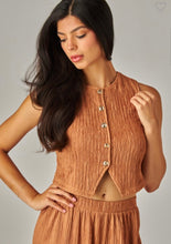 Load image into Gallery viewer, Saddle Brown Crinkled vest &amp; palazzo 2pc set
