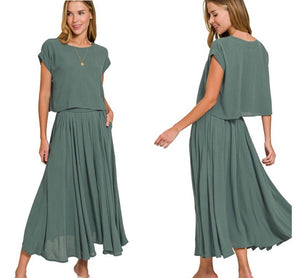 Ash Jade short sleeve top & skirt 2 piece set