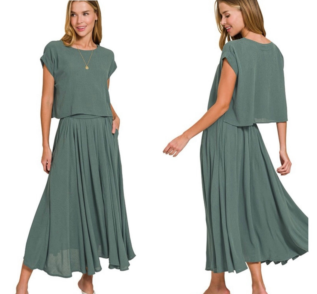 Ash Jade short sleeve top & skirt 2 piece set