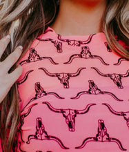 Load image into Gallery viewer, Neon pink &amp; black steerhead mesh top
