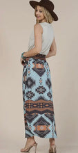 Load image into Gallery viewer, Dusty teal &amp; saddle brown Aztec maxi skirt

