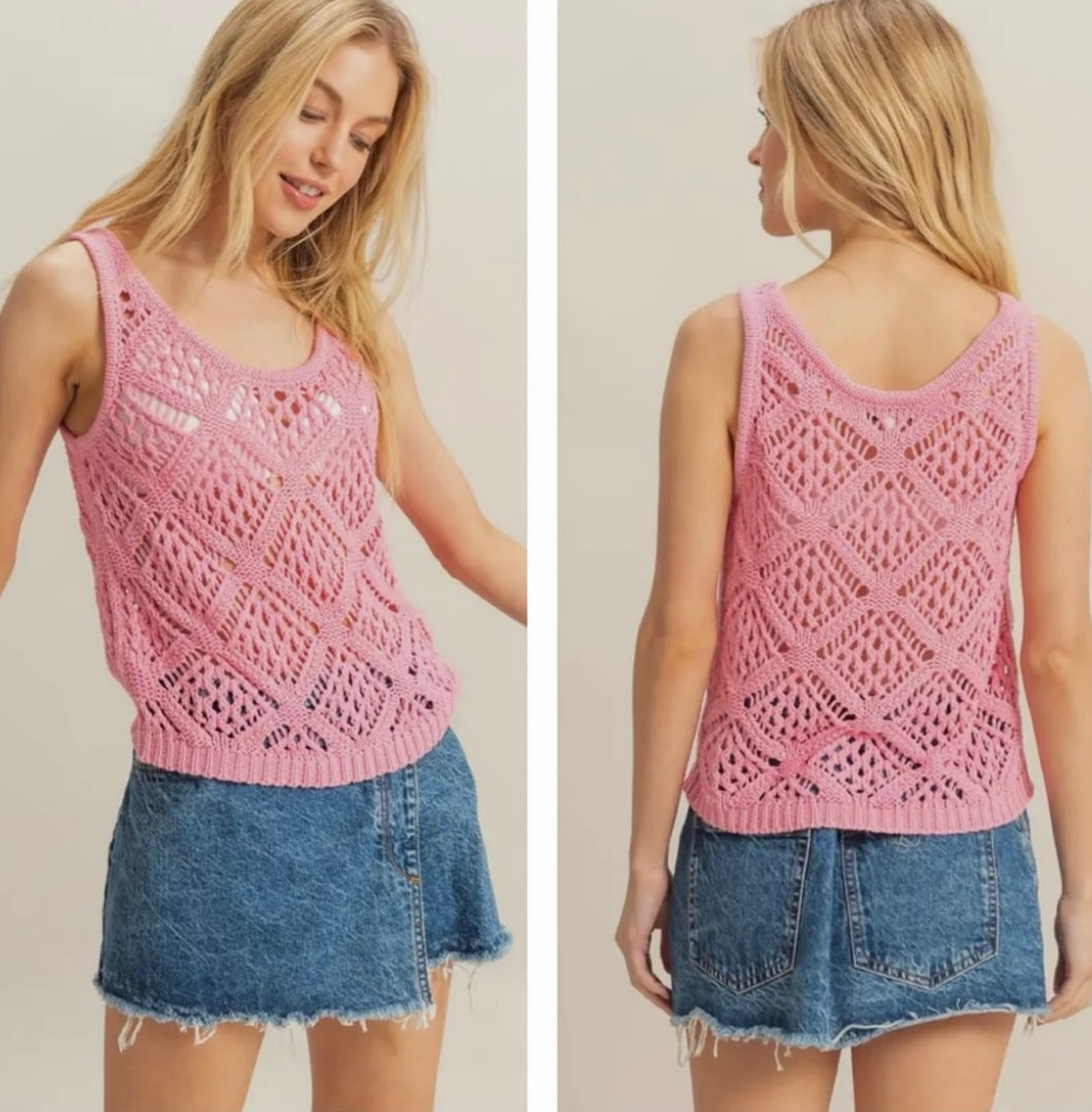 Pink knit sweater tank