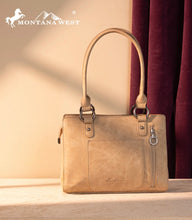 Load image into Gallery viewer, Brown &amp; Tan boot stitch embroidered purse Montana west
