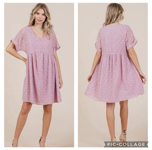 Mauve short sleeve dress