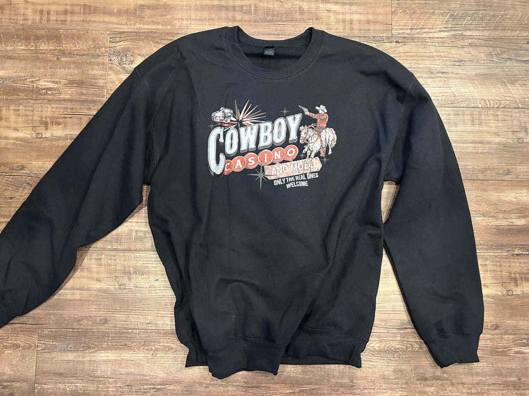 Black cowboy casino crewneck