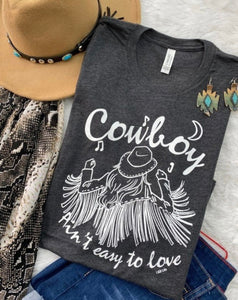 Charcoal & white cowboys ain’t easy to love t-shirt
