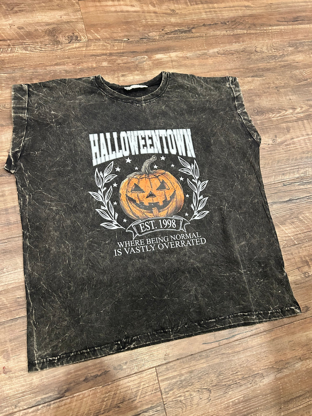 Black acid wash Halloween Town t-shirt