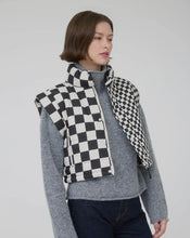 Load image into Gallery viewer, Black &amp; white checkered puffer vest
