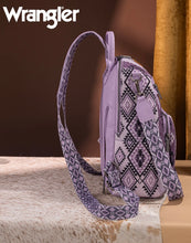 Load image into Gallery viewer, *PreOrder* Wrangler Lavender &amp; Purple Aztec backpack/crossbody can be worn both ways straps are removable
