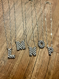 Checkered Initial Necklaces