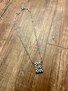 Checkered Initial Necklaces
