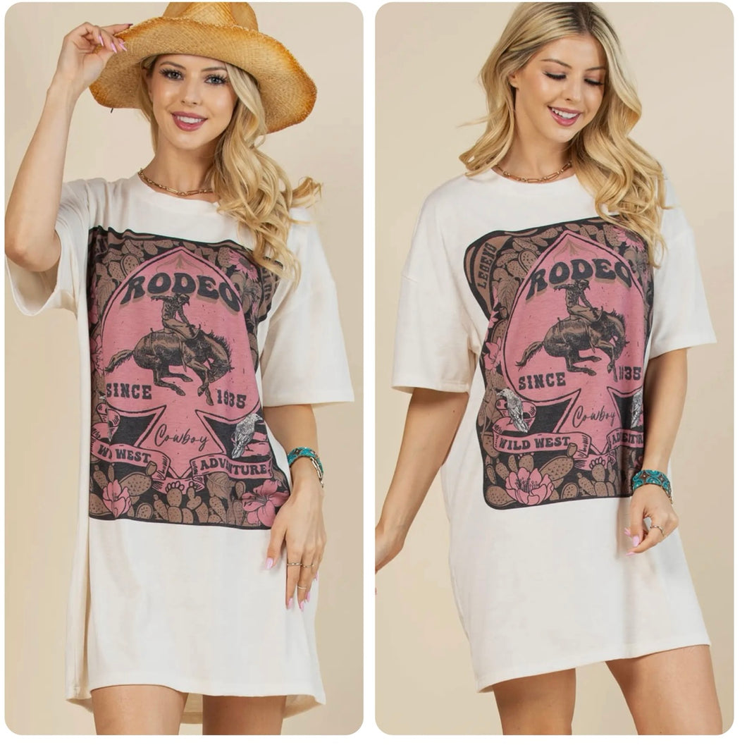 Pink & Brown “Rodeo” Spade T-Shirt Dress