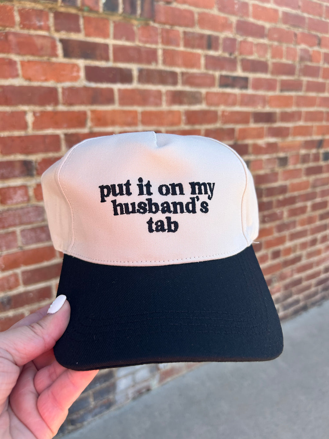 Ivory & Black Put it on my husbands tab embroidered hat