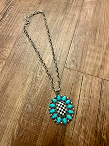 Checkered & Turquoise Squashblossom