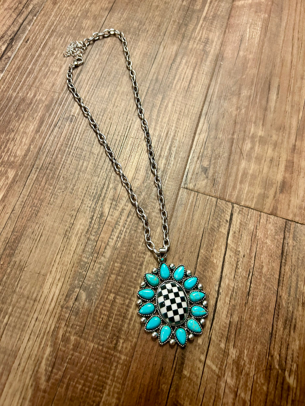 Checkered & Turquoise Squashblossom