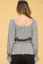 Load image into Gallery viewer, Grey &amp; ivory floral long sleeve top
