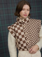 Load image into Gallery viewer, Mocha &amp; Brown checkered puffer vest

