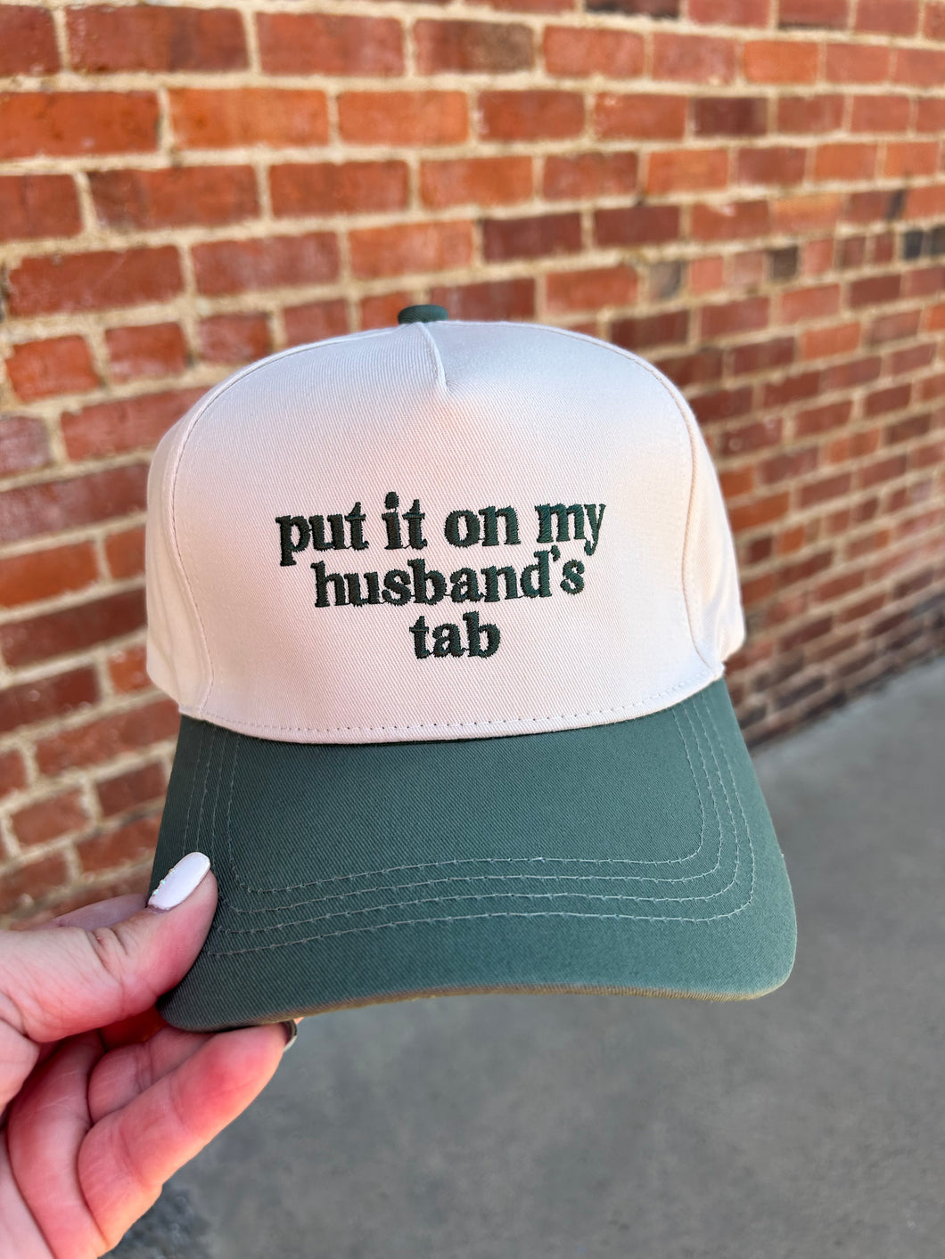 Ivory & Olive Put it on my husbands tab embroidered hat