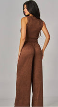 Load image into Gallery viewer, Brown with bling accent ribbed 2pc pant set
